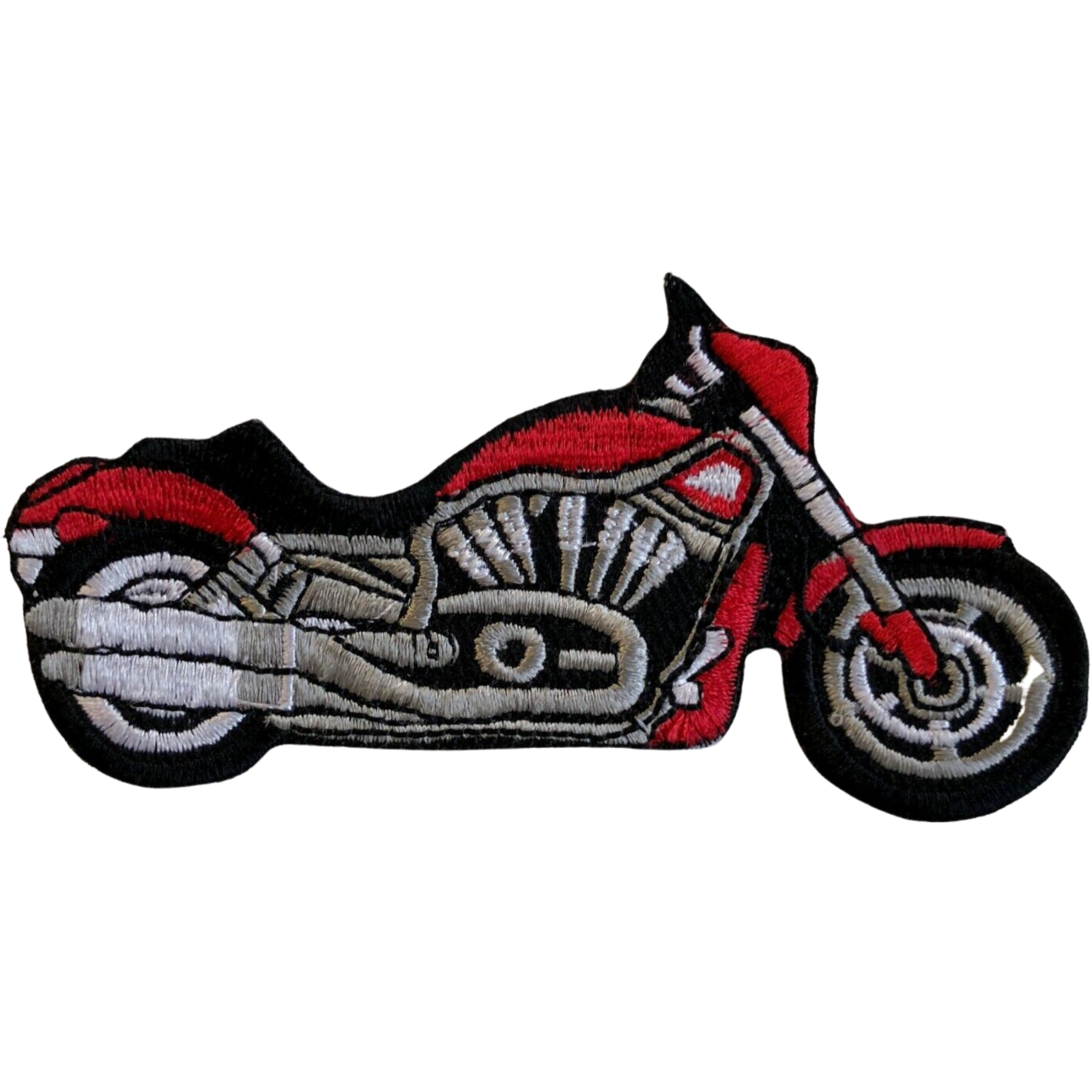 Red Iron-On Biker Motorbike Cruiser Embroidered Sew-On Patch