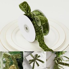 Moss Green Velvet Ribbon 1 Inch x 10 Yards Luxury Ribbon for Christmas Decor