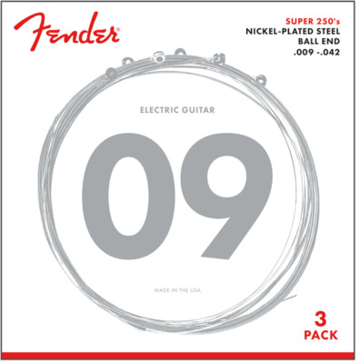 (PACK OF 3) Fender Super 250's Electric Guitar Strings - 250L, LIGHT,  9-42
