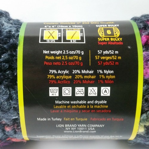 Lion Brand Lion Boucle Licorice Mohair Blend Yarn 3 Skein Black Navy Pink Yellow - Picture 5 of 12