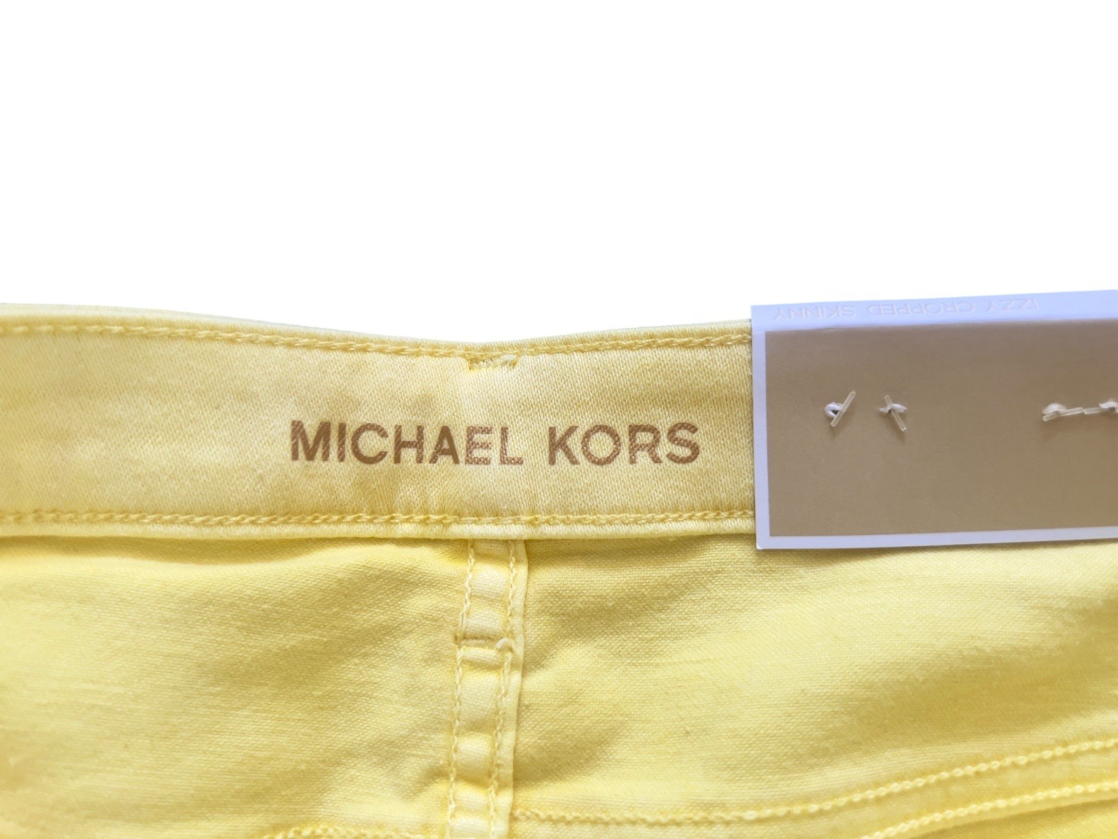Michael Kors Womens Izzy Cropped Skinny Jeans Sz 8 Yellow Casual Chic NWT $99 thumbnail 3
