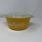 Vintage PYREX 474-B Butterfly Gold Daisy Orange Casserole Dish 1.5L, W/ lid