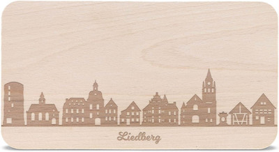 GRAVURZEILE Frühstücksbrettchen mit Gravur - Skyline Liedberg - Holz Schneidebre