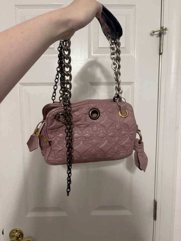 Vivienne Westwood Pink Quilted Leather Shoulder Bag with Chain Strap - Image 3 of 4