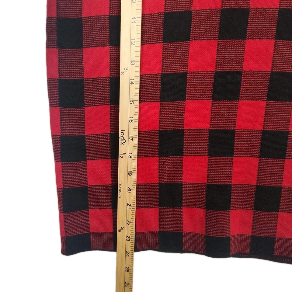 Falda a cuadros recta por encima de la rodilla Chaps para mujer, talla 2X, roja/negra, cintura elástica Foto 3 de 4