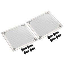 2Pcs 120mm Fan Filter Grills w Screw Aluminum Frame Stainless Steel Mesh Silver