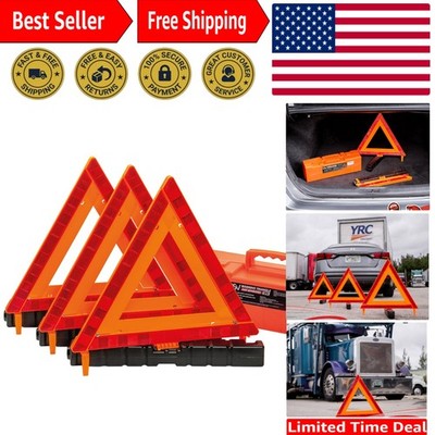 Emergency Safety Triangle Set - Reflective, Heavy Base, Includes Carrying Case