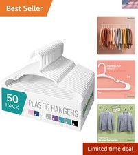 Clothes Hangers Plastic 50 Pack for Adults - Plastic Hangers, The Perfect Coa...