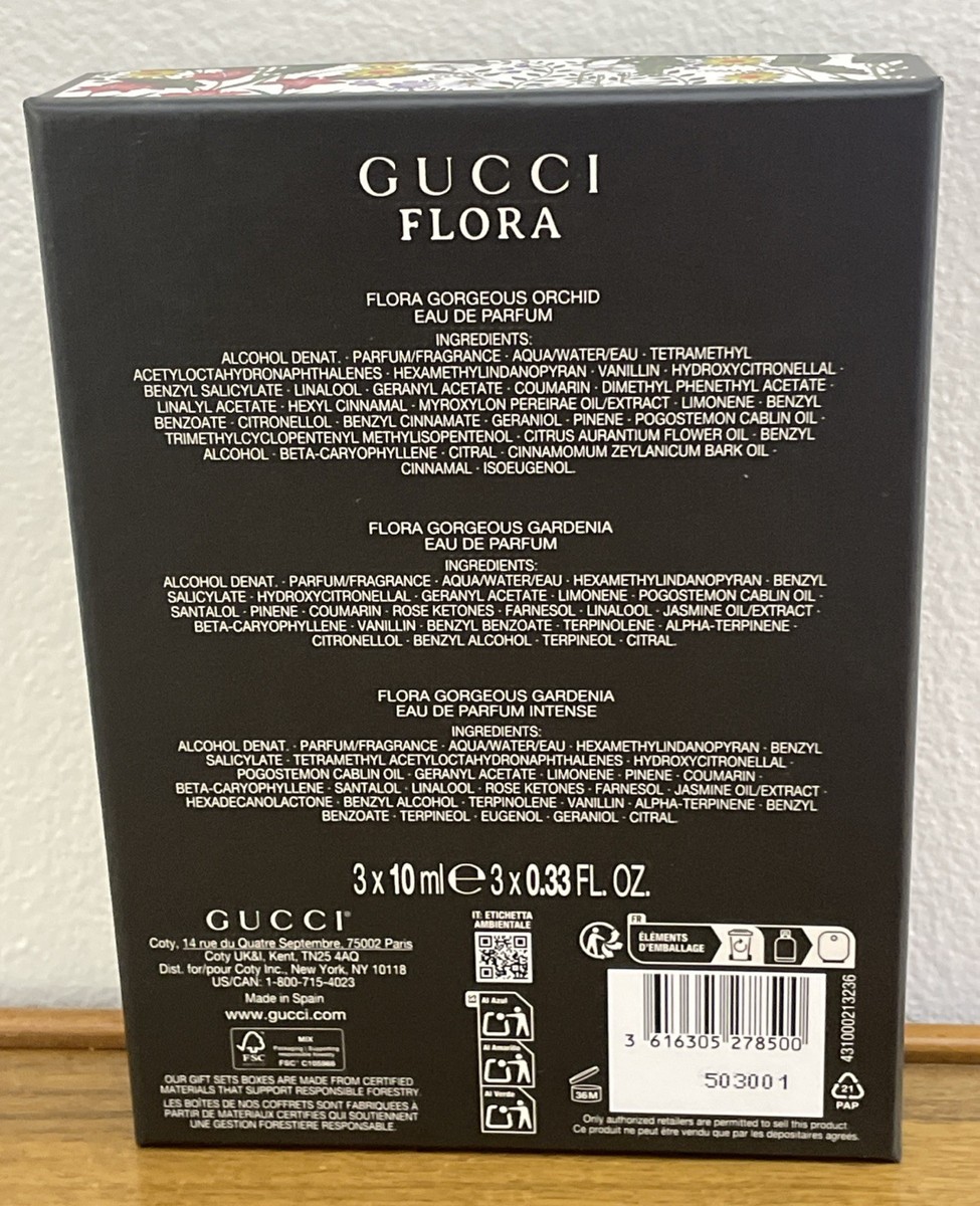 Gucci 3PC Flora Gorgeous Eau de Parfum Travel Spray Set~3x 0.33 oz