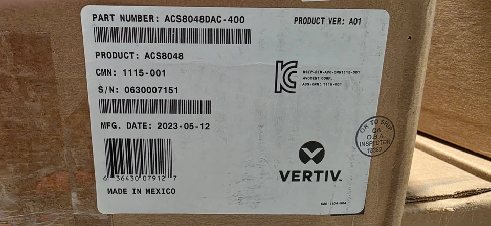 VERTIV AVOCENT ACS8048DAC-400 48 PORT SERIAL CONSOLE SERVER*NEW SEALED BOX* - Image 2 of 2