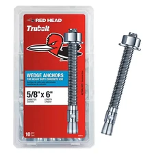 5/8 In. X 6 In. Zinc-Plated Steel Hex Nut-Head Concrete Wedge Anchors (10-Pack)
