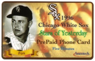5m Nellie Fox 1996 Chicago White Sox Baseball Star of Yesterday Phone Card