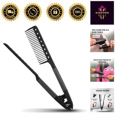 Universal V-Shaped Detangling Comb for Effortless Straightening - 1 Count Black