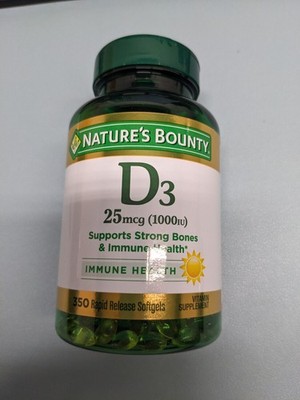 Nature's Bounty Vitamin D3 25 mcg 1000 IU, 350 Rapid Release Softgels