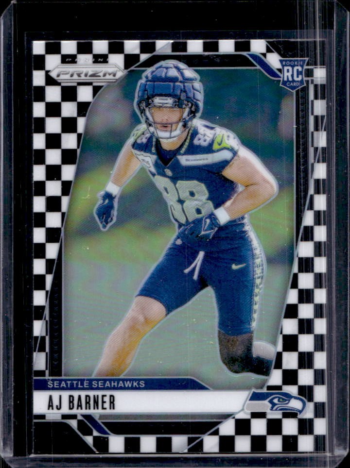 2024 Panini Prizm AJ Barner Black and White Checker Rookie RC #304 Seahawks
