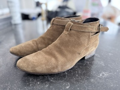 Saint Laurent Brown Suede Jodhpur Ankle Boots Buckle Men's EU 41 Leather
