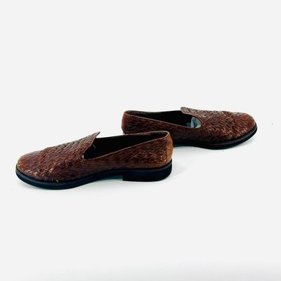 Vintage 80s Cole Haan Brown Woven Leather Loafers Made in  display picture 2