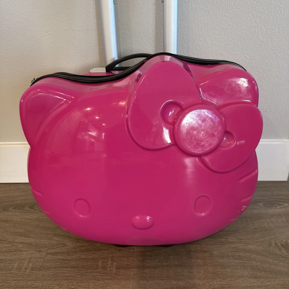 Hello Kitty Suitcase Pink 3D Sanrio Hardshell Rolling Bag Luggage - Image 2 of 4
