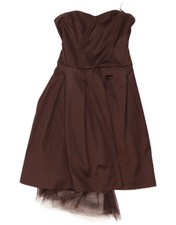 COAST Womens Strapless Dress UK 12 Medium Brown Acetate CV09