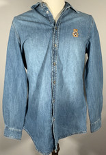 Moschino Teddy Bear Embroidered Men's Size M Buttoned Denim Shirt NWT