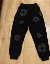 Denim Tears Cotton Wreath Sweatpants Black Monochrome SS24 BRAND NEW Authentic