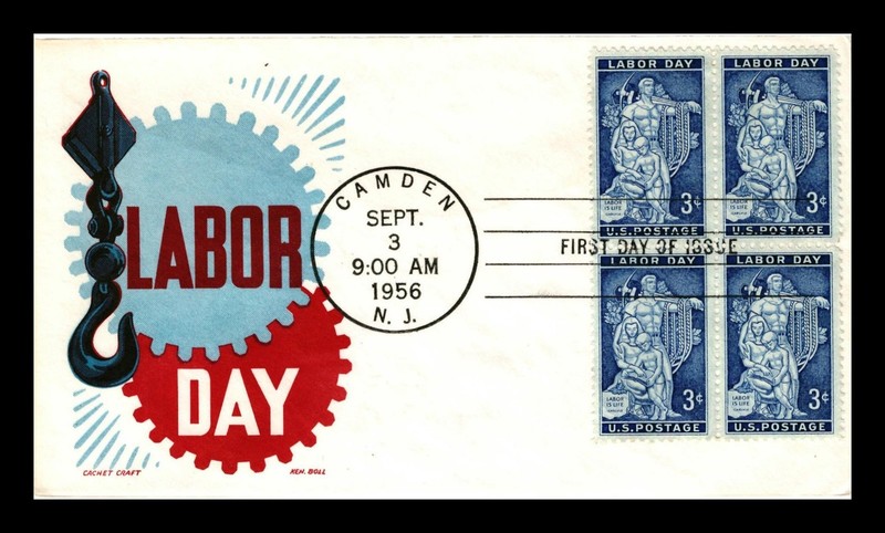 LABOR DAY 1956 FIRST DAY COVER CACHET CRAFT KEN BOLL FDC