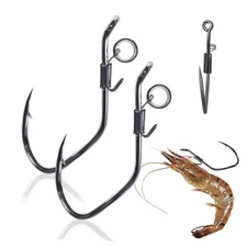  Live Shrimp Hooks 10/15PCS Double Fishing Hooks Shrimp Type B-Assorted 15pcs