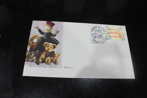 1997 AUSTRALIAN DOLLS + BEARS STAMP AND COIN EXPO BRISBANE FRAMA COVER