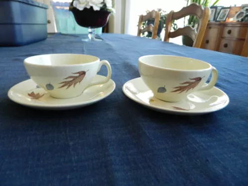 Franciscan "Autumn Leaves" Earthenware (2) Teacups & Saucers              4-2