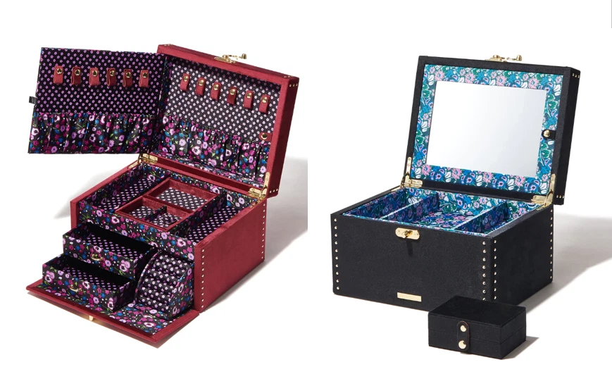 ANNA SUI x Francfranc Jewelry Box L Black Dark Red Velvet Storage