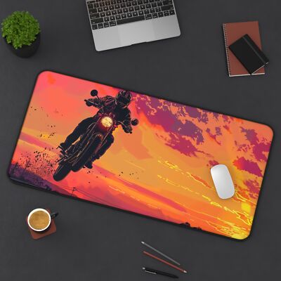 XL Desk Mat Motorcycle Riding Dreamscape with Retro Vibes Mouse Pad ...