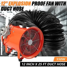 12" Explosion Proof Fan Blower Ventilator 550W Explosive Area & 25ft Duct Hose