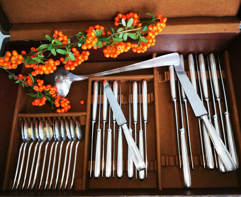 Ménagère métal argenté ERCUIS 71 Couverts art Déco - Photo 3/4