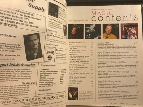 FISM 2006 Magic Magicians' Magazine 15th Anniv Sept 2006 Contents Page Photo - Picture 2 of 3