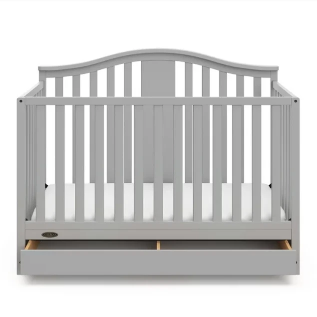 Cuna convertible 4 en 1 para cama de bebé a niño pequeño con cajón muebles de guardería gris Foto 4 de 4