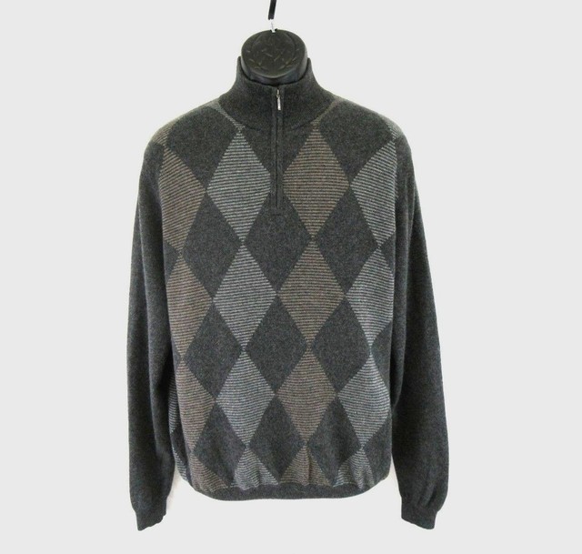 Download Glen Lyon Men's 100% Cashmere Argyle Front Half Zip Mock ...