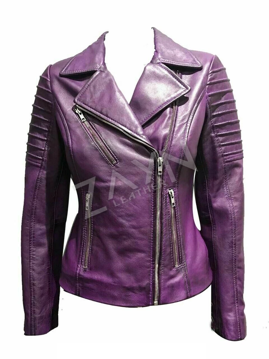 Light purple leather outlet jacket