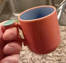 Vintage Lindt-Stymeist Colorways Thumbprint Salmon Pink Blue Child Cup Mug Kids