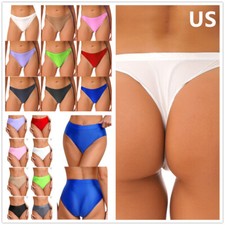 Womens Knicker Soft Thongs Low Rise Briefs Solid Underwear Stretch Shiny Panties