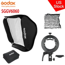 US Godox 60X60cm Foldable Grid Softbox+S2 Bracket Kit For Bowens Flash Speedlite