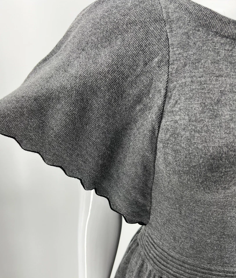 Vestido Suéter Ella Moss Niñas Talla 14 Gris Flutter Manga Festoneada Elástico Foto 4 de 4