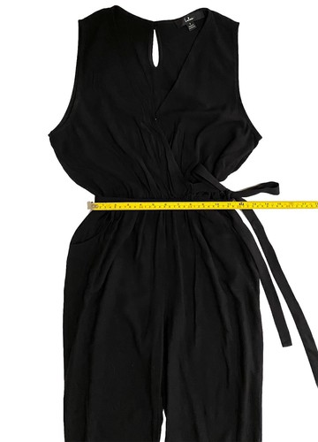 Lulus Take on The Day tuta nera senza maniche jogger crop cintura fiocco donna taglia S - Foto 13 di 21
