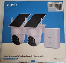 AOSU Security Cameras Outdoor Wireless 2 Cam-Kit, No Subscription, Solar-Powered