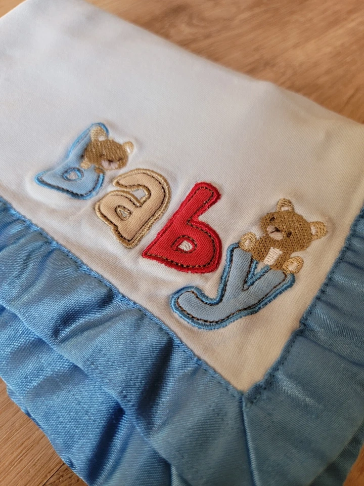 Manta de bebé a rayas reversible con ribete satinado azul Just One Year Baby Bears 35x24 Foto 2 de 4