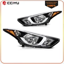Headlights Assembly For 2014-2016 Hyundai Elantra Black Housing Left+Right Pair