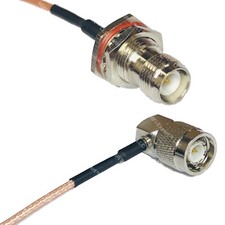 RG316 RP-TNC FEMALE BULKHEAD to TNC Male Angle RF Cable Rapid-SHIP LOT