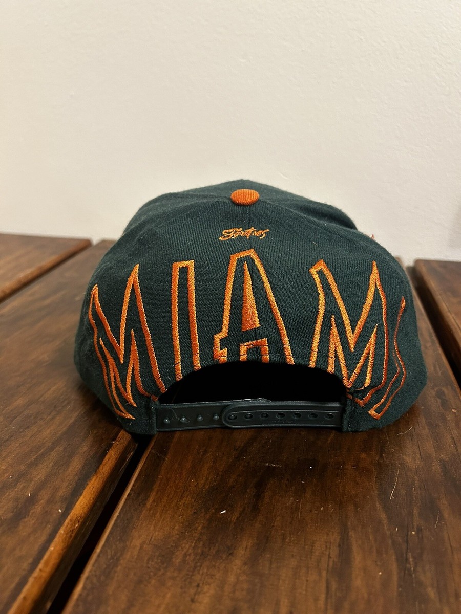 Vintage 90s Miami Hurricanes Signature SnapBack Hat Cap Big Logo
