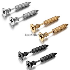 Punk Rock Stainless Steel Whole Screw Spike Ear Studs Earrings Men's Women's