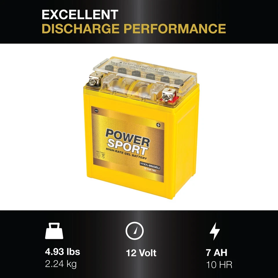 ExpertPower YTX7L-BS GEL Battery Replaces Kawasaki 140 KLX140, G, L 2020 Foto 2 de 4