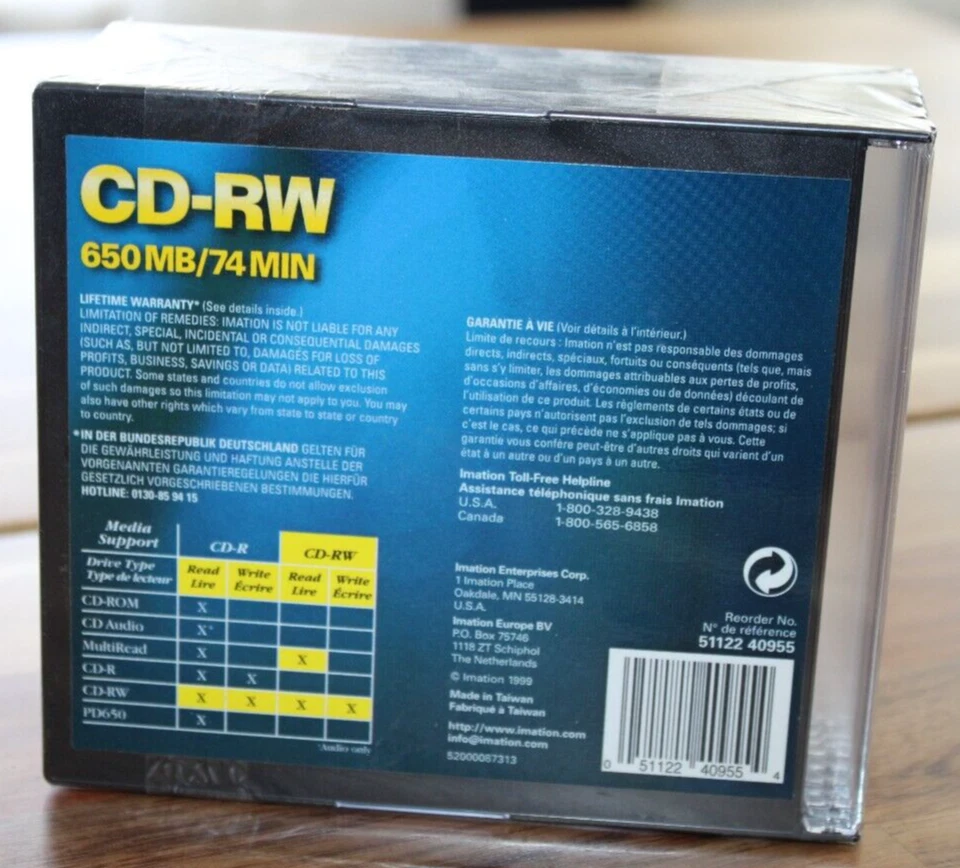 Imation CD-RW 650MB/74 Min – 10 Pack – NEW Sealed – Slim Jewel Case Design - Image 2 of 4